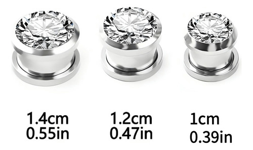 Velstron Par de expansores de titanio con circonia túnel 12mm (2 piezas), piercing de oreja para hombre y mujer, aretes