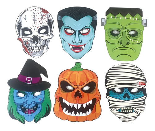 Antifaces Caretas Monstruos Halloween X6 - Ciudad Cotillón | MercadoLibre