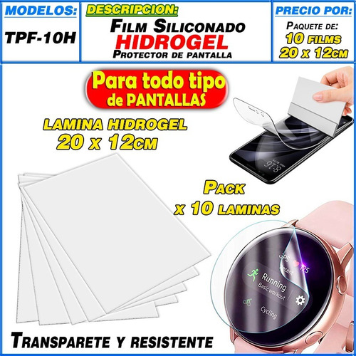 Láminas Films De Hidrogel Pack X 10 Plotter Corte