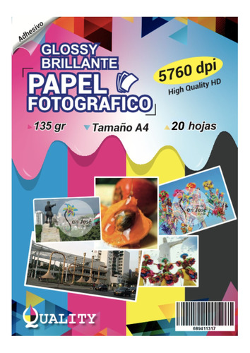 Resma Papel Fotografico Adhesivo Brillante 135 Gramos