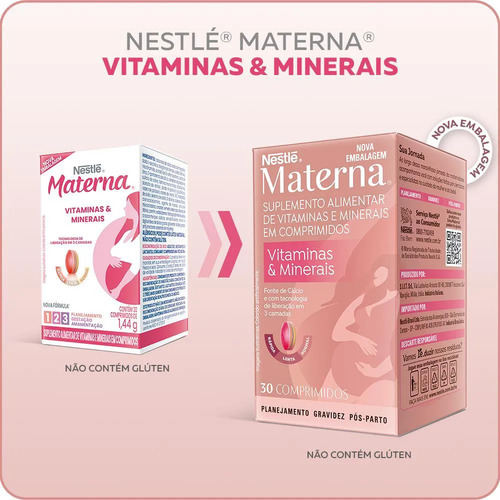 Materna Nestlé 30 Cps Vitaminas Essenciais Para Mãe E Bebê