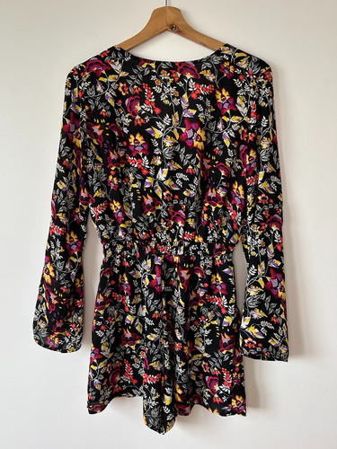 Mono Corto Estampado- H&m - Talle Eur 38 Negro 38 (Usado)
