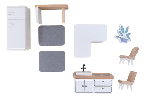 Kit De Muebles De Casa De Muñecas De Madera Diseño Cocina