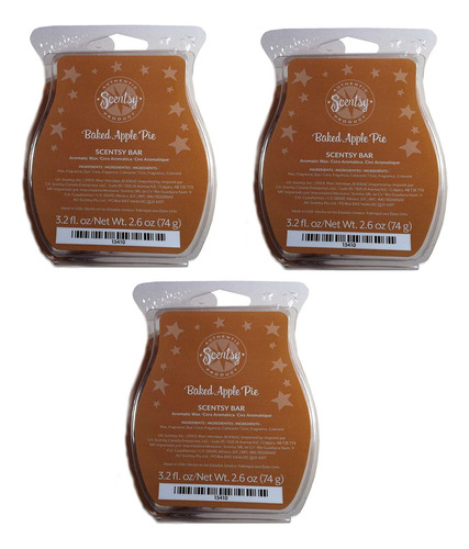 Scentsy Baked Apple Pie Wickless Candle Tart Warmer Wax, 3.2