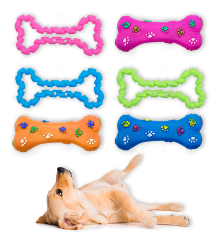 Imagem 2 de 6 de Kit Mordedor Osso Borracha E Sonoro P/ Cachorro 6un Diverti