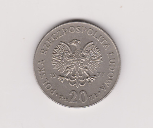 Moneda Polonia 20 Zlote Año 1977 Excelente
