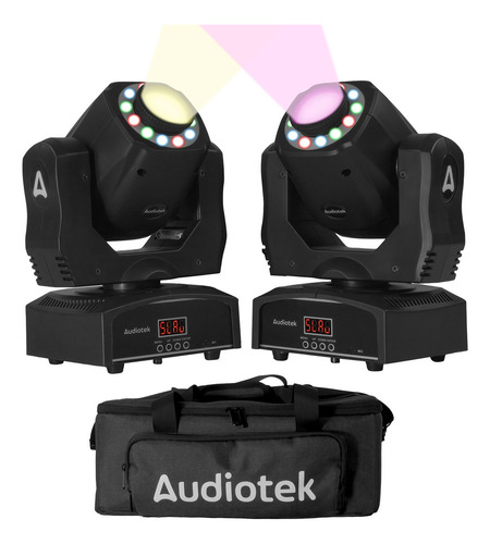 Set 2 Cabeza Movil Aro Rgb Robotica 90w Con Mochila
