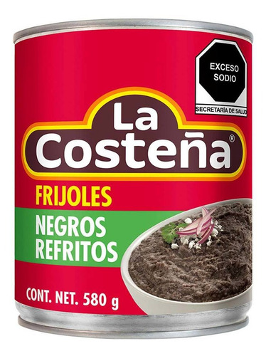 Pack De 2 Frijoles Negros La Costeña Refritos 580g