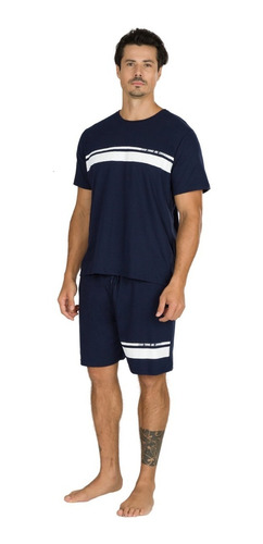 Pijama Masculino Azul Marinho Cor Com Amor