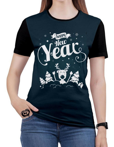 Camiseta De Ano Novo Plus Size Feminina Blusa Reveillon Rena