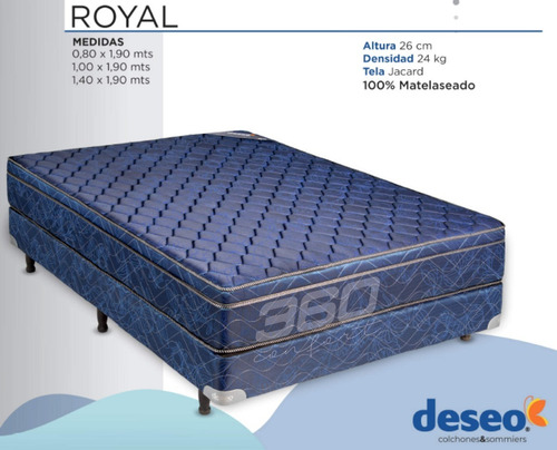 Imagen 2 de 5 de Sommier Deseo Royal - 2 Plazas 140x190x26