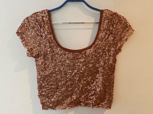 Remera Crop Top Lentejuelas | Manga Corta | Fiesta | Evento