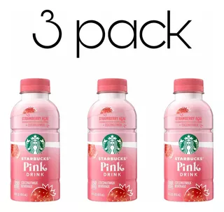 Starbucks Pink Drink Fresa Acai + Leche De Coco 14oz 3 Pack