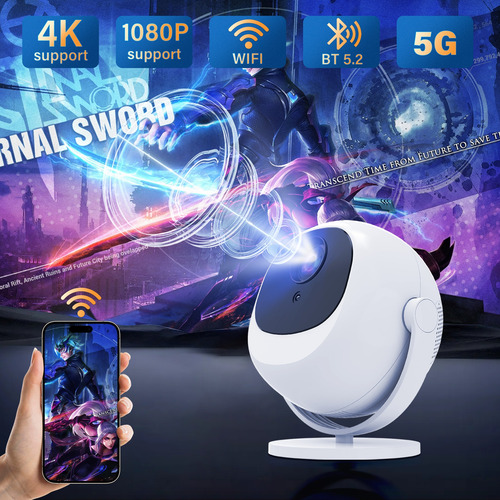 180° Proyector Inteligente Android 11 Con Enfoque Automático