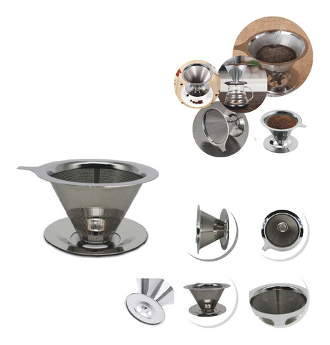 Imagem 1 de 7 de Coador Filtro Café Reutilizável Inox Pequeno Sem Filtro 101