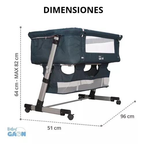 Kit Cuna De Bebe Para Cama Con Corral Y Ruedas Colecho Gris + Monitor De  Audio Para Bebe Azul Gaon KitCunaCama