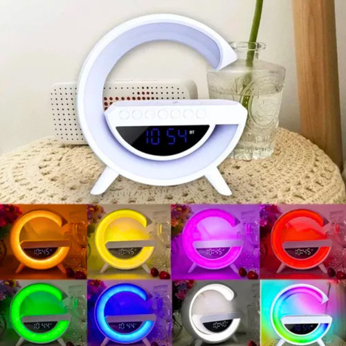 Caixa De Som Bluetooth Luminária Rgb Carregador Indução G