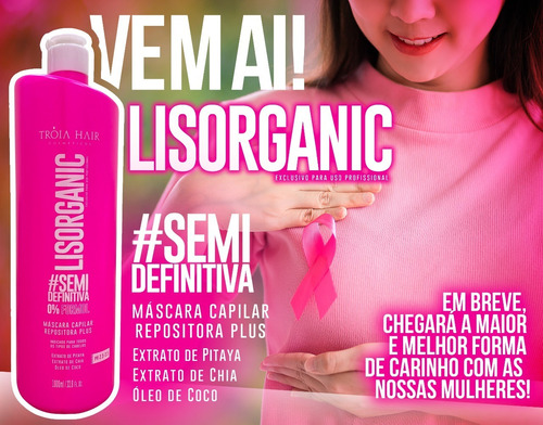 Imagem 6 de 10 de Progressiva Lisorganica Rosa Troia Hair Lisos Com 0% Formol