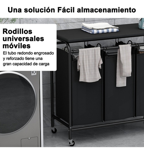 Cesto Para Ropa Sucia Plegable Con 3 Bolsas Tela Oxford