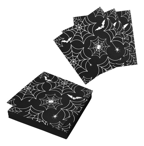 Servilletas De Telaraña De Halloween, 24 Hojas, 6.7 X 6.7 Pu