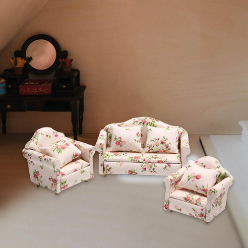 Yu Casa De Muñecas De Madera Sofá En Miniatura Casa De