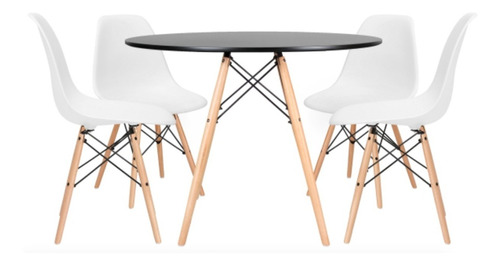 Juego Eames De Comedor Mesa 80cm  + 4 Sillas Multimuebles