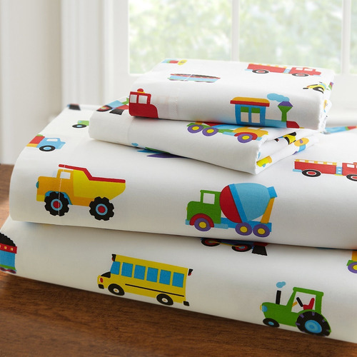 Fancy Collection Sheet Set Truck Tractors Cars Airplane Ball