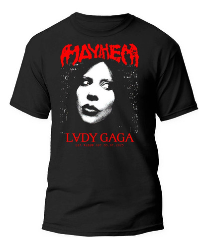 Playera Negra Estampado Lady Gagaa 100% Algodón 16