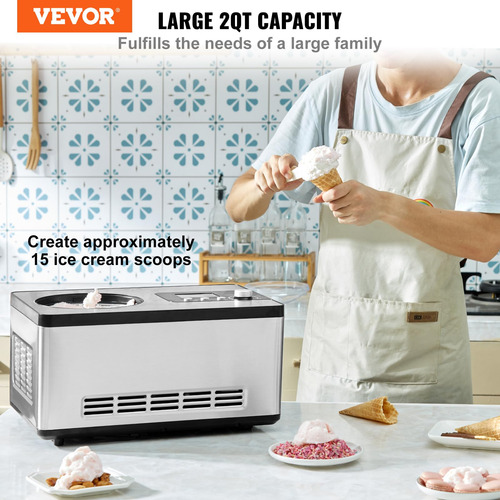 Máquina Para Hacer Helados Vevor Automática Con Compresor De