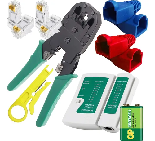Ponchadora Rj45 + Pelacable + Tester De Red + 20 Plug Rj45 