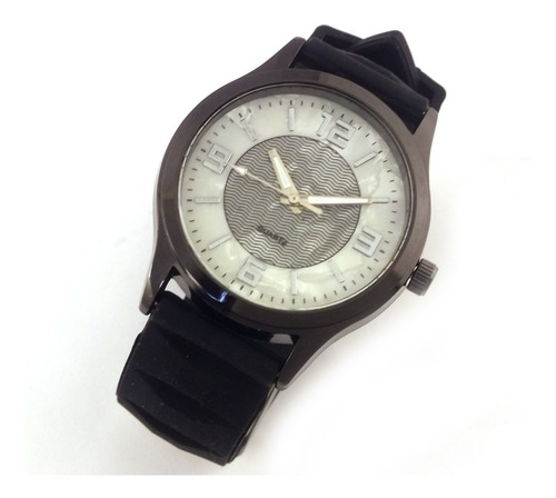 Relógio Feminino Quartz Com Pulseira Preto Em Borracha B5627