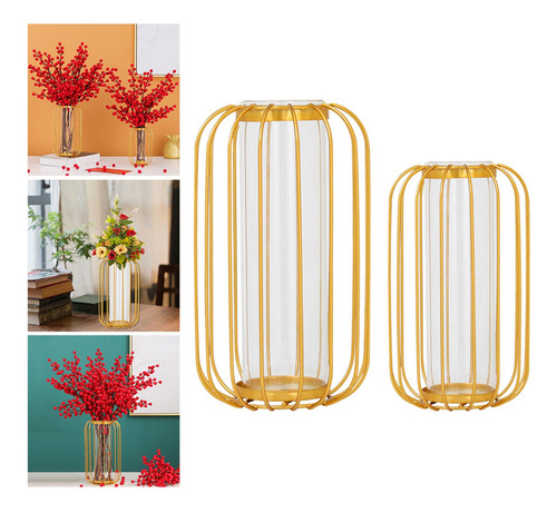 2x Florero Nórdico Soporte Dorado Florero De Vidrio Oficina