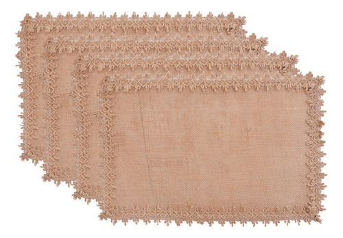 6 Jogo Lugar Americano 45x30cm Rustico Boho Chic Mesa Posta Cor Natural Liso