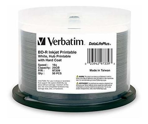 Disco Blu-ray 25gb Verbatim Datalifeplus - 50 Unidades.