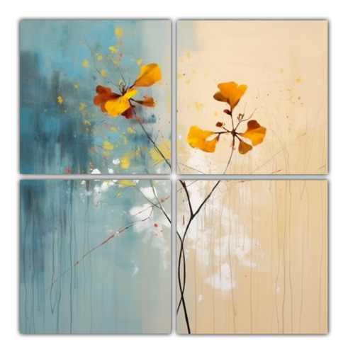 120x120cm Cuadro Abstracto Moderno Mix De Colores Y Flores -