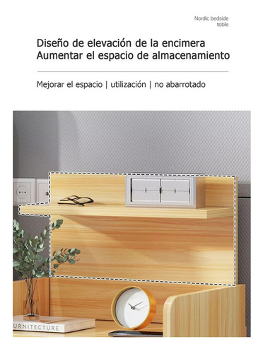 Buro Madera Sencillos De Recamara Mesa Noche Con 2 Cajones Color Roble