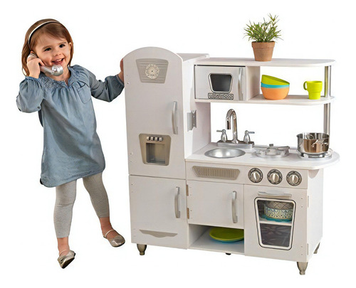 Cocina Kidkraft Para Niñas Blanca Juguete Vintage Cocinita Color Blanco
