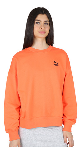 Buzo Puma Classics Oversized I Mujer En Naranja Y Amarillo