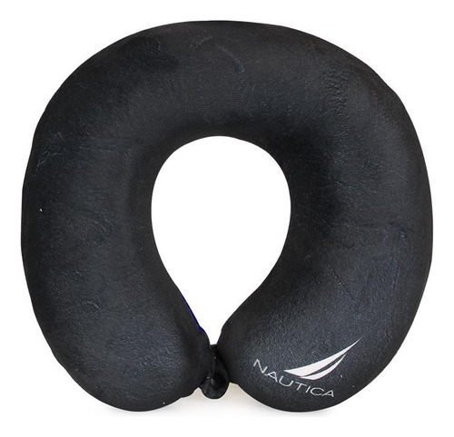 Almohada De Viaje Memory Foam Negra- Blanco Nautica