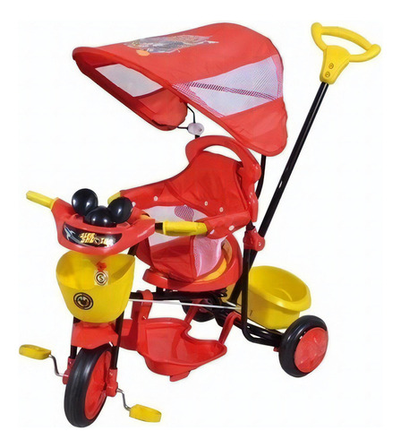 Triciclo Bebitos Xg 8001 Mickey Con Capota Color Rojo