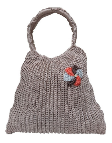 Bolso Con Aro. Tejido A Crochet Beige Jeannetmy