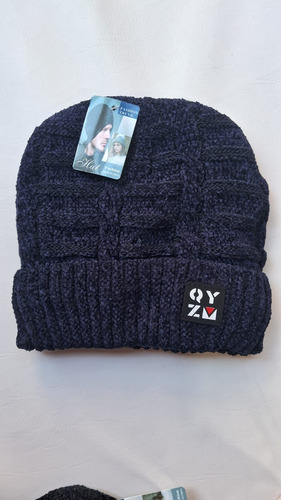 Gorros Chenill Con Interior De Corderito Frio Invierno Negro Unico