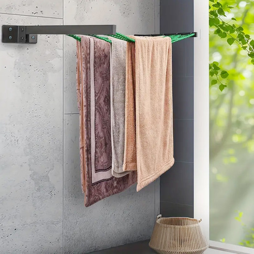 Tendedero Retráctil Plegable Moderno Hoho De Pared Exterior 400 Cm X 50 Cm X 10 Cm