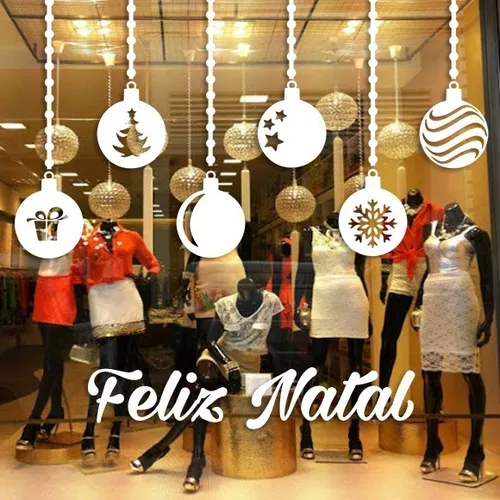 Adesivo de vitrine Natal Feliz Ano e Prospero Ano Novo