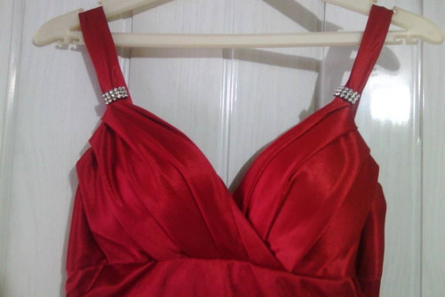 Vestido Dama Rojo Satinado Tipo Coctel Hermoso Toda Ocasión