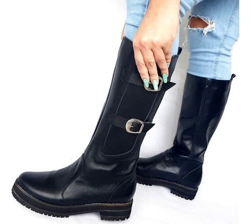 Botas Cuero Caña Alta Y Elastico Talles Especiales B50