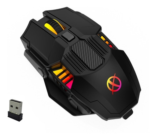 Mouse Xinua M8 Gamer Recargable Luz Rgb 6 Botones Sleep Usb Color Negro