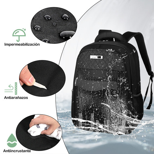 Mochila Urbana Para Portátil De Gran Capacidad Para Hombre Para Mujer Mochila De Viaje Uniuni Color Negro
