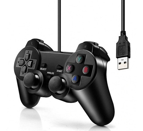 Controlador de joystick USB analógico Dualshock para PC y portátil, color negro