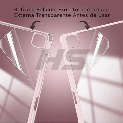 Capa De Tablet iPad Pro 11 A1980 Design Fino Pencil Holder Cor Rosa